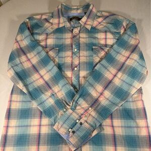 Ben Sherman Pearl Snap Plaid Western Shirt Men’s‎ XXL Cotton